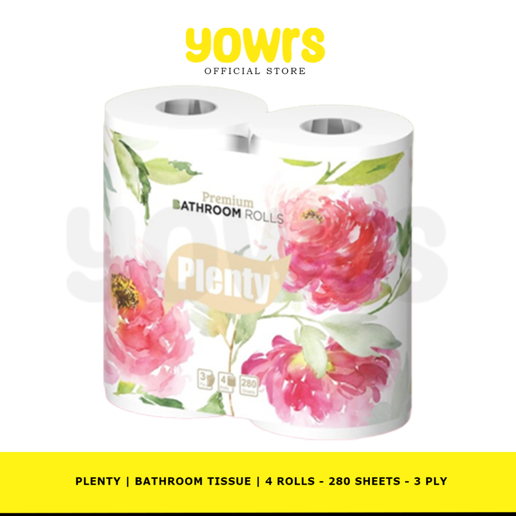 Plenty Tissue Bathroom Premium 4 in 1 - กระดาษทิชชูม้วนห้องน้ํา Plenty Premium 4 in 1 - กระดาษทิชชูม