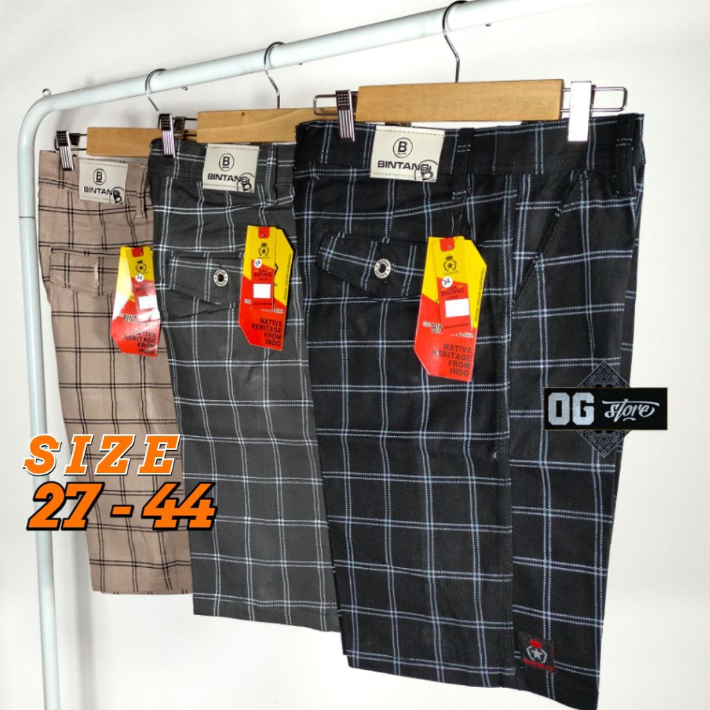 กางเกงขาสั้นผู้ชาย Chino Tartan Distro ลายตาหมากรุก ไซส์ 27-44 Big Size Jumbo