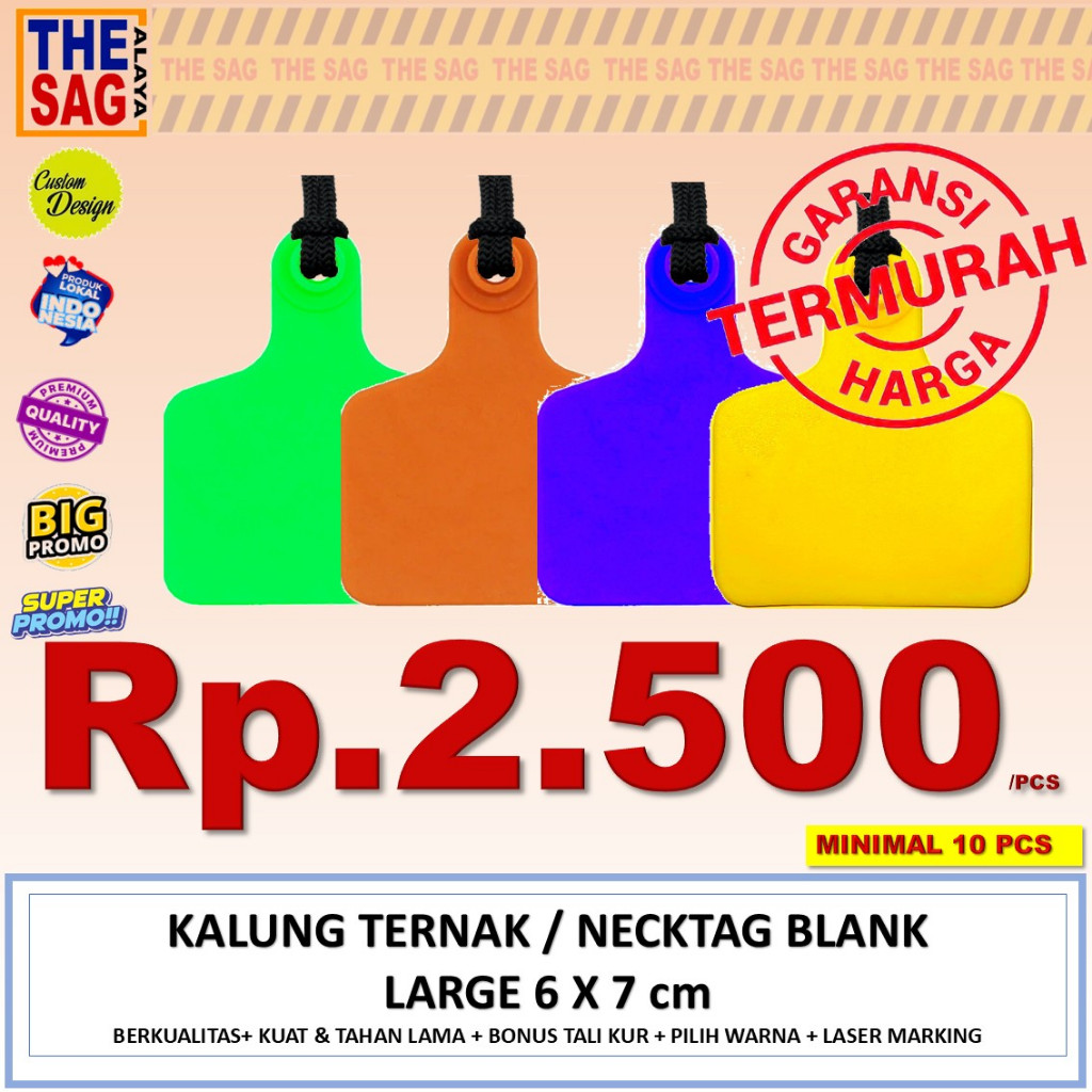 MINIMAL NECKTAG 6X7cm BLANK (PRICE PER PCS MINIMUM PURCHASE 10 PCS) ต่างหูแท็กหูแพะ แกะ หมู วัว ป้าย