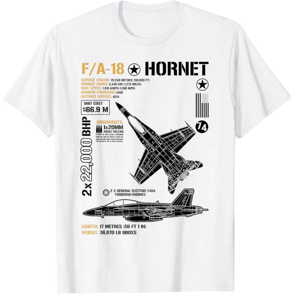 FA-18 Hornet Anatomy F-18 Fighter Jet ทหารเครื่องบินเสื้อยืด