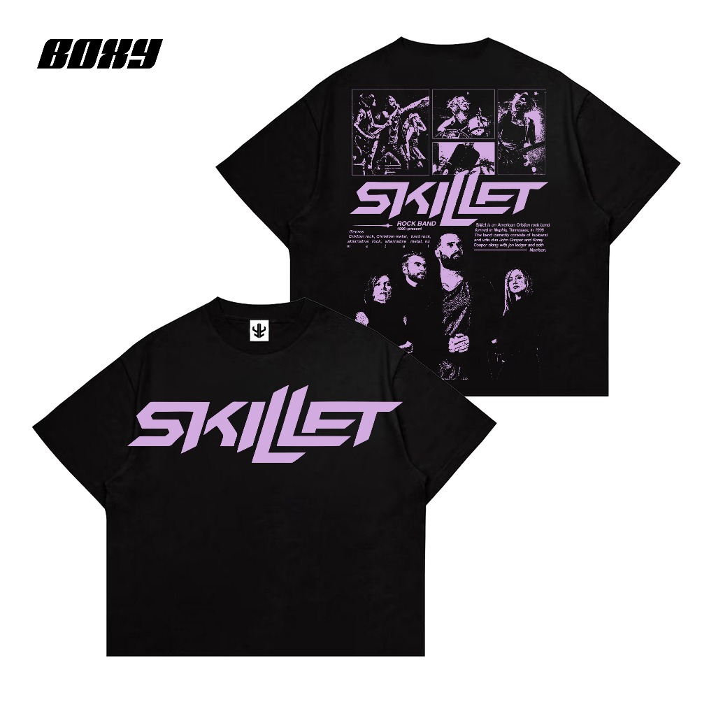 KATUN เสื้อผ้าขนาดกลางเสื้อยืด Oversize Fit Boxy Front Back Skillet Personil สีดําเพลงเสื้อยืดผ้าฝ้า