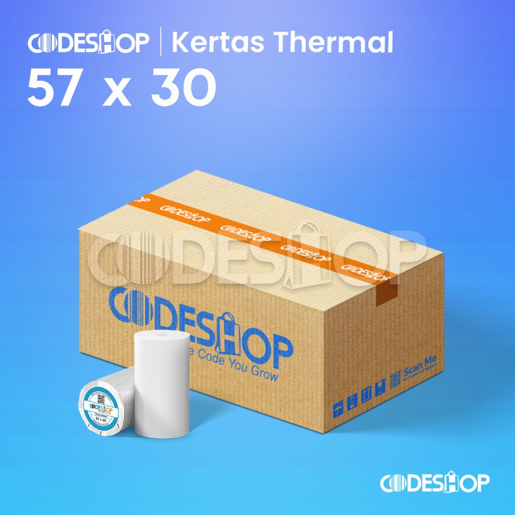 (1 กล่อง) กระดาษม้วนแคชเชียร์ความร้อน 57x30 57 x 30 Codeshop