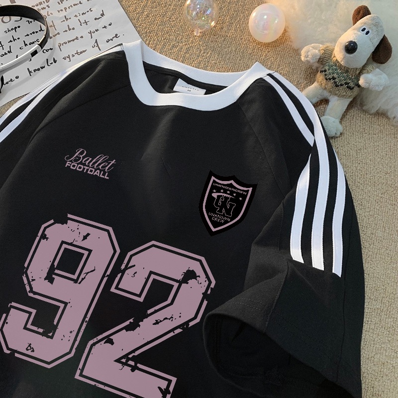 Fastfash Mens Distro T-Shirt 100% Original No. 92 American Team Oversize shirt Mens Stripe Retro T-s