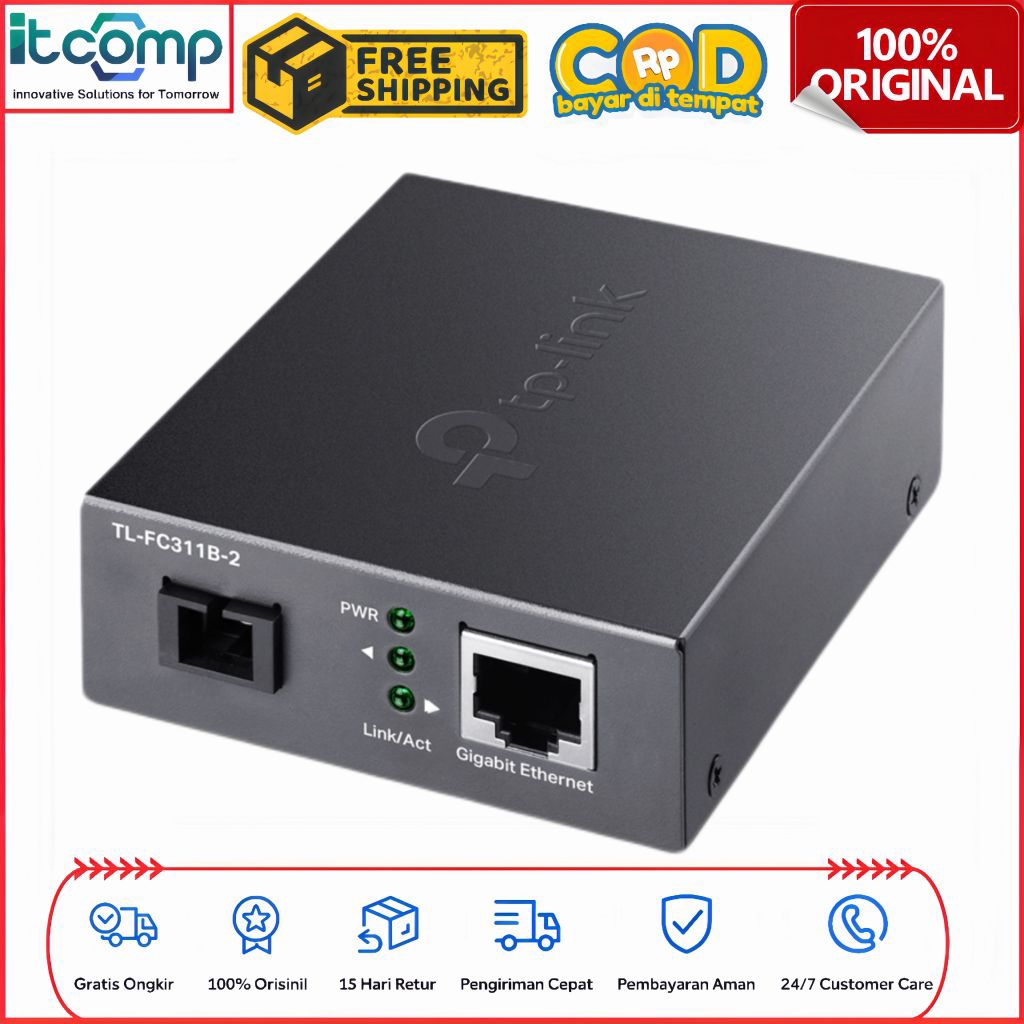 TP-Link FC311B-2 1 พอร์ต Gigabit + 1 พอร์ต SC Fiber Single Mode Fiber 2KM WDM Media Converter