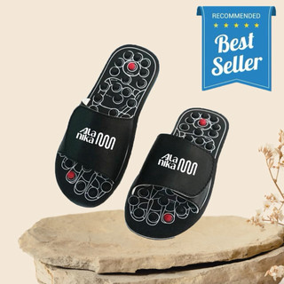 Sandal Rematik Selop Slop Sandal Terapi Refleksi Kaki Pria Wanita Warna Hitam