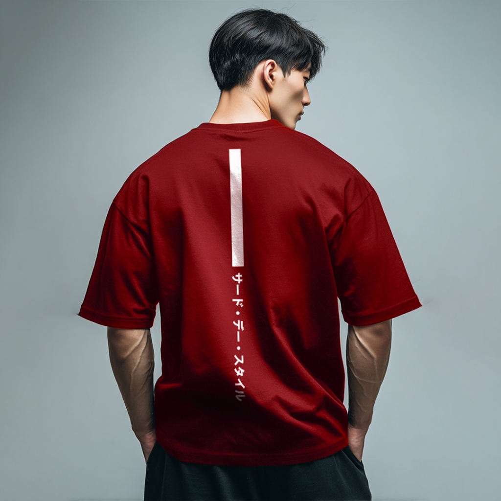 เสื้อยืดโอเวอร์ไซส์ Scuba "Katakana Thdy Up" สีขาว MTV39 Khaki MTV40 สีดํา MTV41 Navy MTV42 Maroon M