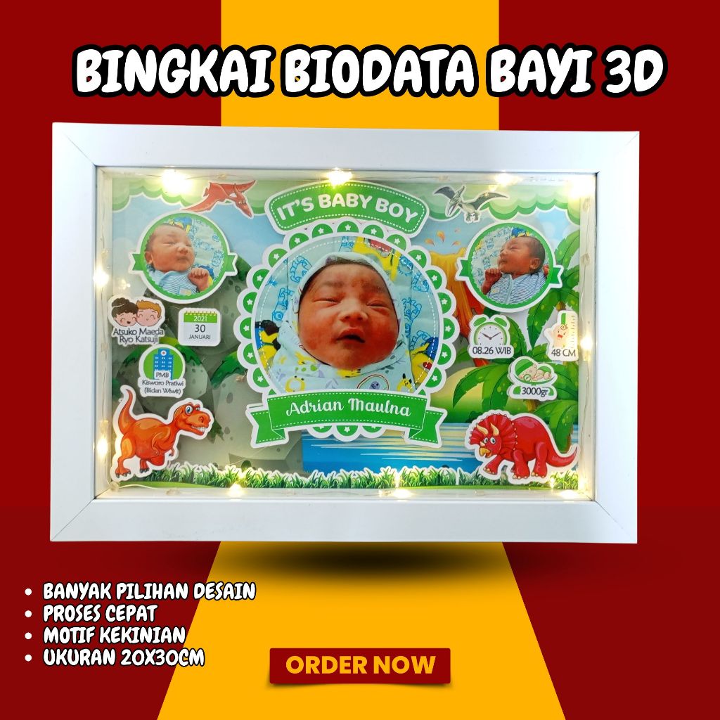 3D BABY BIODATA PHOTO FRAME / POP UP FRAME / ของขวัญสําหรับเด็ก ขนาด 20X30C,