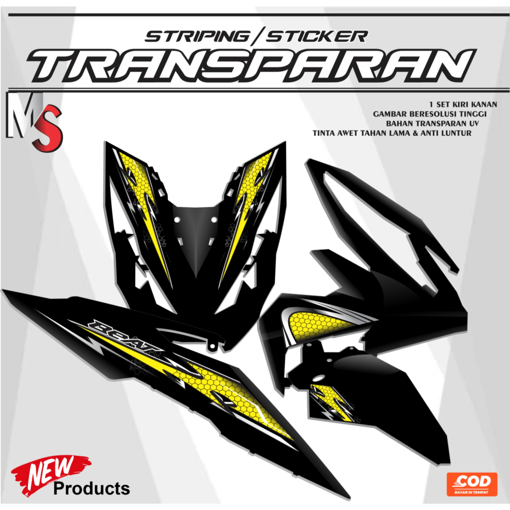 UV โปร่งใส Striping สําหรับ Honda Beat New Esp 2019 พร้อมสติกเกอร์แบบกําหนดเองเรียบง่ายลาย Y14