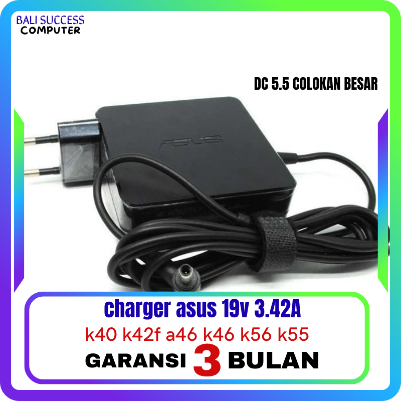 อะแดปเตอร์ชาร์จ asus k40 k42f a46 k46 k56 k55 x301 19v-3.242a เส้นผ่านศูนย์กลาง 5.5x2.5 เดิม