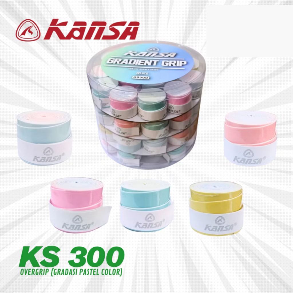 KASA KS 300 GRADIENT BADMINTON CKET GRIP, SOFT, MANY COLORS, MADE IN TAIWAN