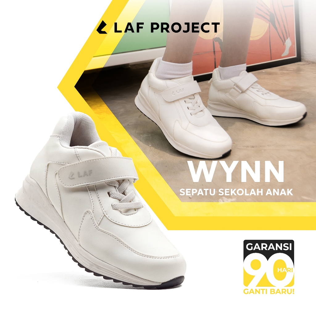 Wynn LAF Project รองเท้าผ้าใบสีดําและสีขาวลําลองระดับพรีเมียมสําหรับเด็กชายและเด็กหญิง