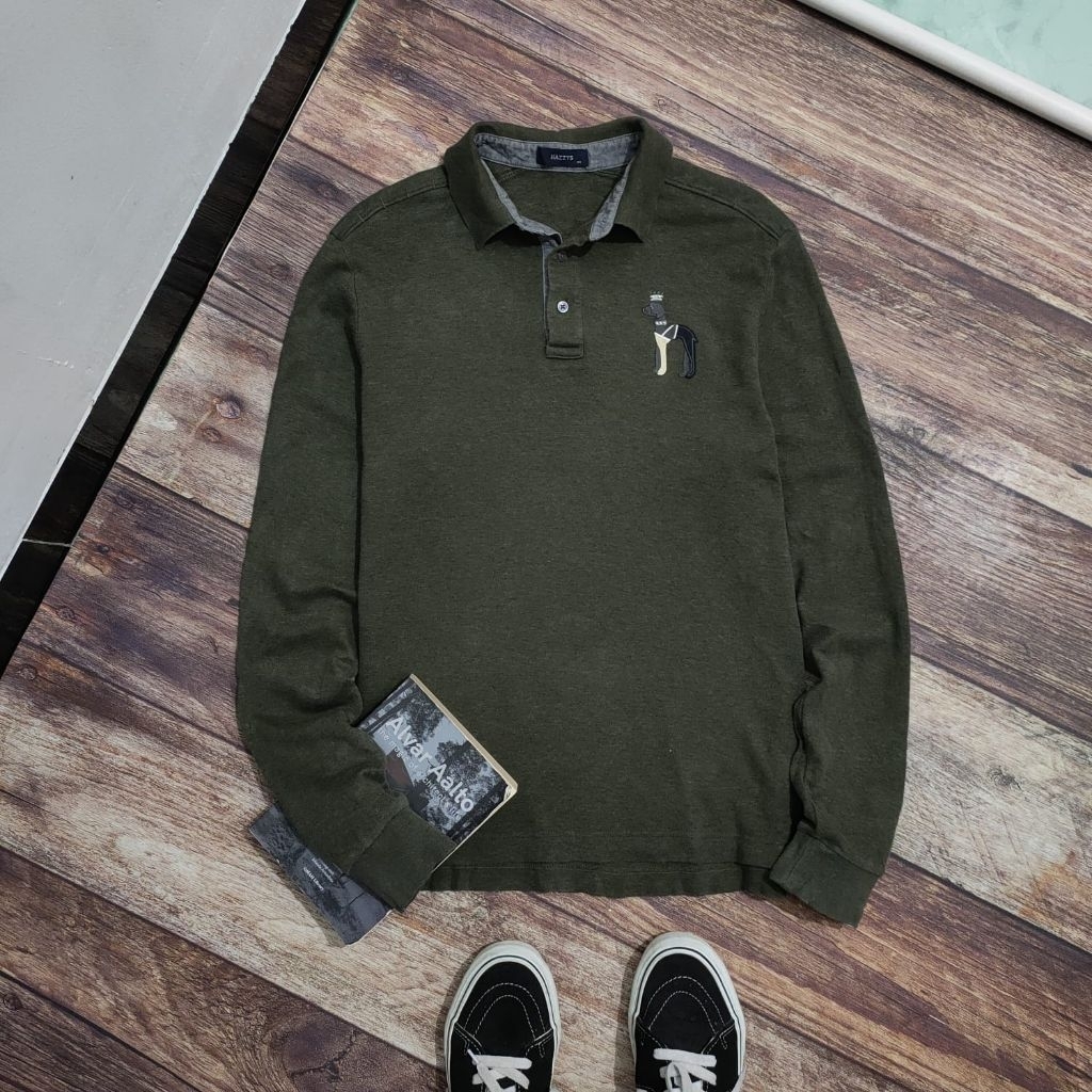 LS2 เสื้อโปโลแขนยาว เสื้อฮาซี่ ไซส์ L คอปกวินเทจลําลองสําหรับบุรุษ