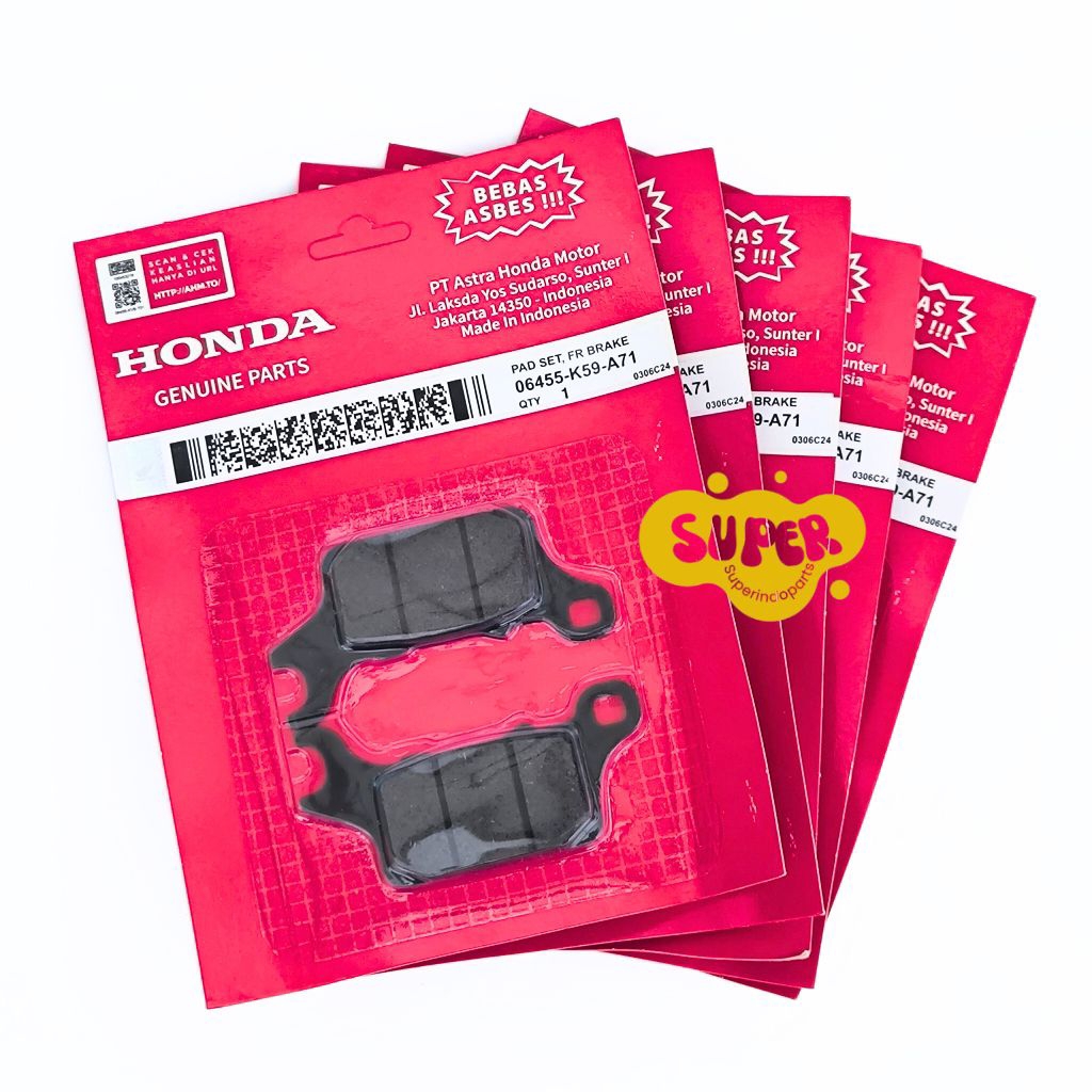 ด้านหน้า DISKPAD K59 HONDA GENIO VARIO 125 ESP VARIO 150ESP VARIO 160 FRONT DISPAD K59 FRONT PADS K5