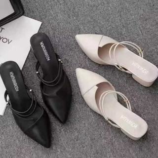 Anidia R Store - Sandal Hak Tahu 3cm Sintetis Hitam/Cream
