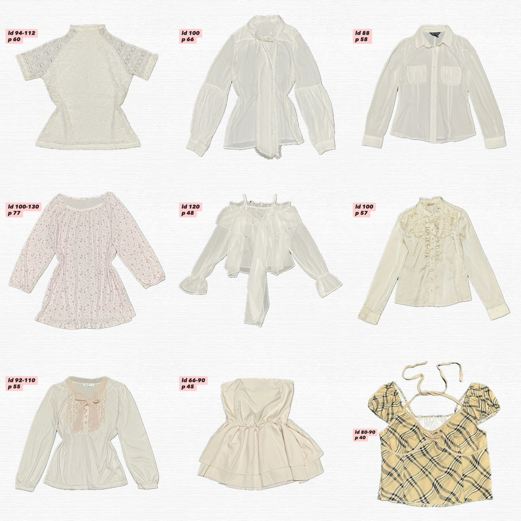 KEMEJA เสื้อเสื้อ croptop top slimfit fairycore coquette vintage cotagecore mori kei shoujoo ชุด ghi