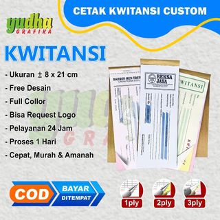 Kwitansi custom gratis desain ukuran 8x21 cm full color kwitansi Yudha Grafika