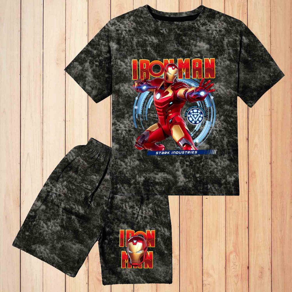 Distro T-Shirt Set Denim Jeans Boys Girls Premium 1 - 10 ปี iron man 1