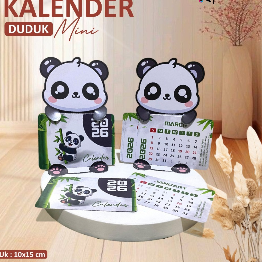 (PANDA) SITTING CALENDAR 2026 - ASTHETIC DESK CALENDAR - MINI CALENDAR SOUVENIR