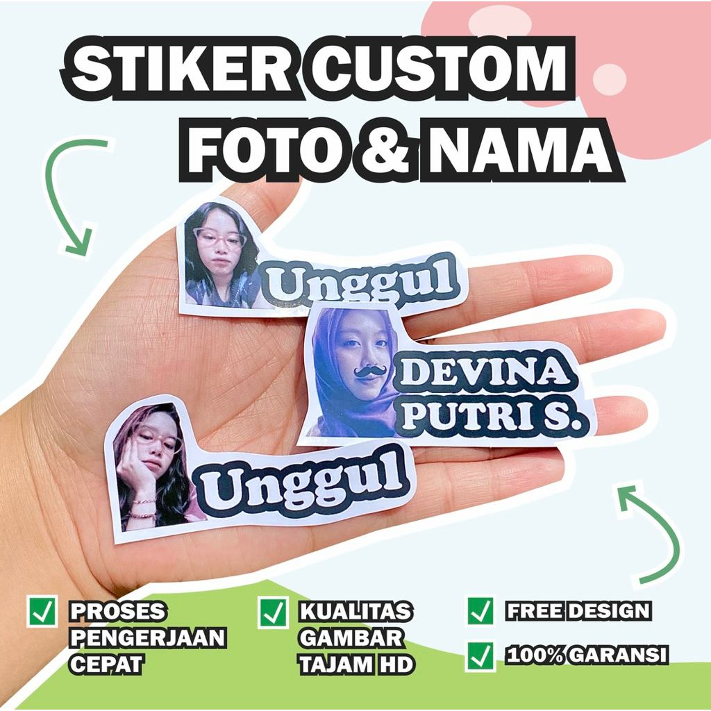 CUSTOM NAME PHOTO STICKERS CUT STICKERS ออกแบบฟรี GUARANTE