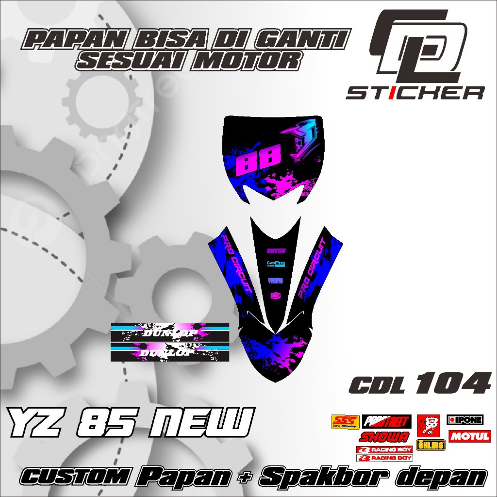 ใหม่ล่าสุด START NUMBER PLATE STICKER + FRONT FENDER YZ 85 ใหม่ KX KLX 150 KLX BF KLX GORDON DTRACKE