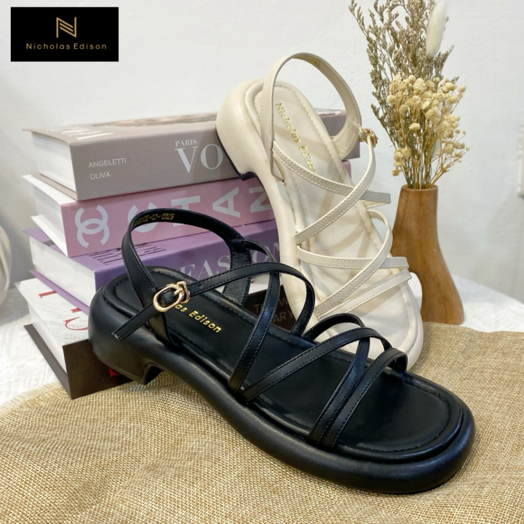 Nicholas Edison Wedge Sally Sandal Block Heels Strap สบายล่าสุด
