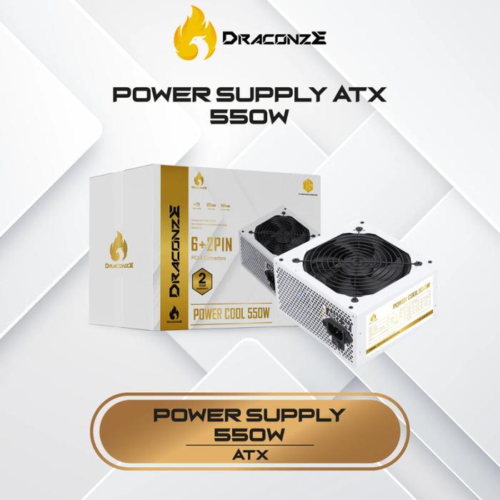 Draconze Power Supply Gaming Power Cool 550W ATX Power Supply 80+