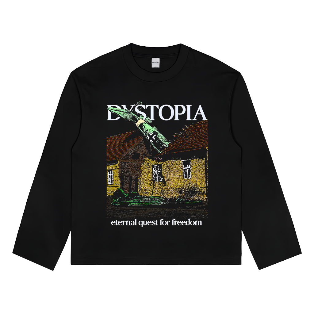 EMPTYTHREE Longslevee Boxy แขนยาว สีดํา DYSTOPIA