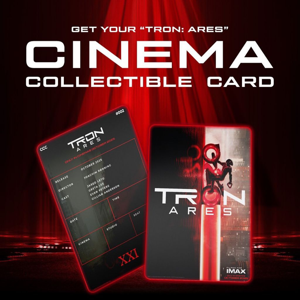 TRON: ARES Cinema Collectible Card รุ่นปกติ Premium um 002 Disney Jared Leto XXI Cinema 21 อินโดนีเซ