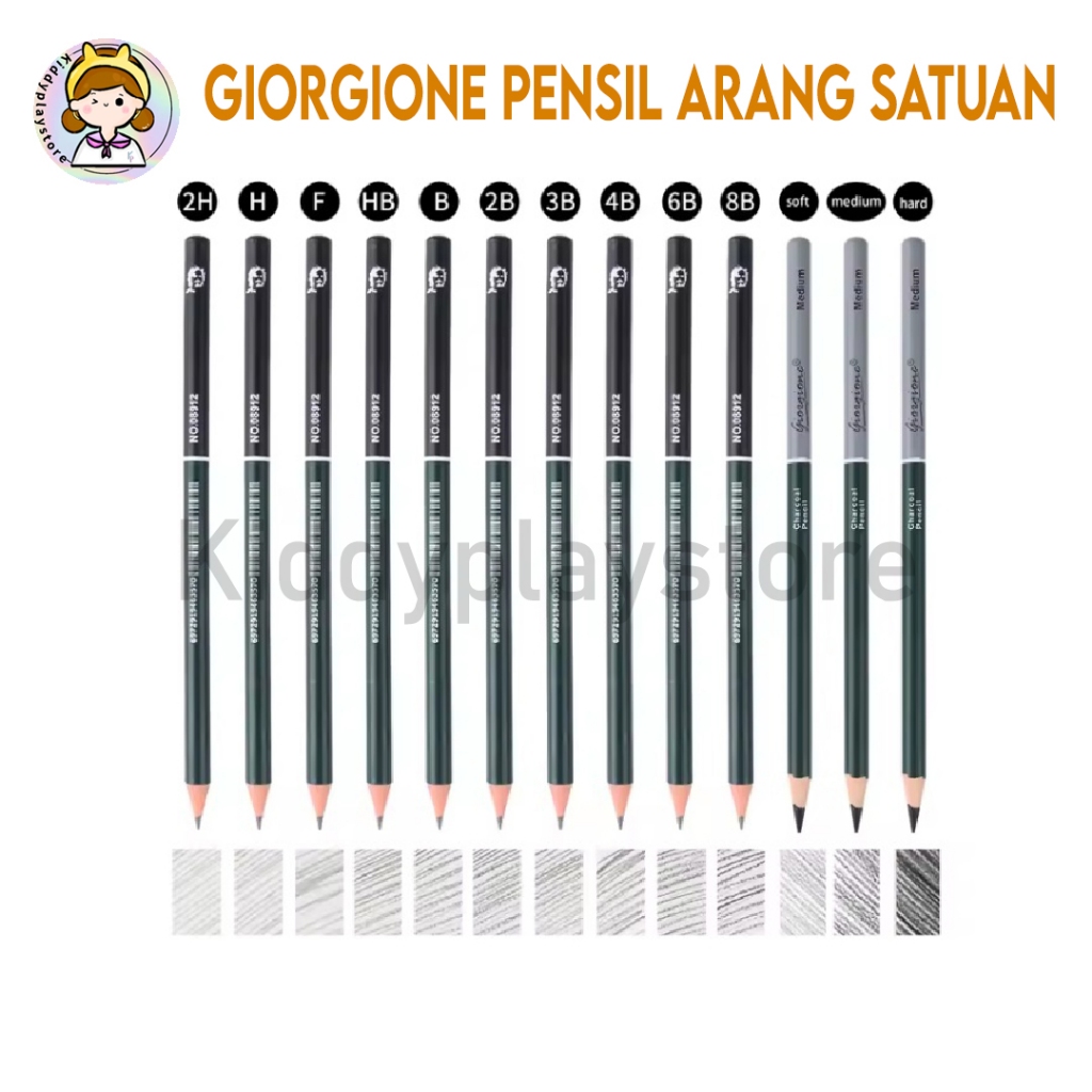 Giorgione Charcoal Pencil & Sketch Artist Grade HB–8B / Soft Medium Hard Shading Drawing Pencil