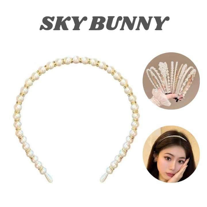 Sky bunny - KOREAN PEARL FASHION HEADBAND KOREAN BANDANA,
