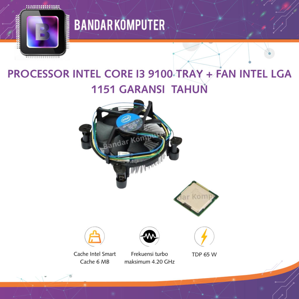 INTEL CORE I3 9100 PROCESSOR TRAY + พัดลม INTEL LGA 1151