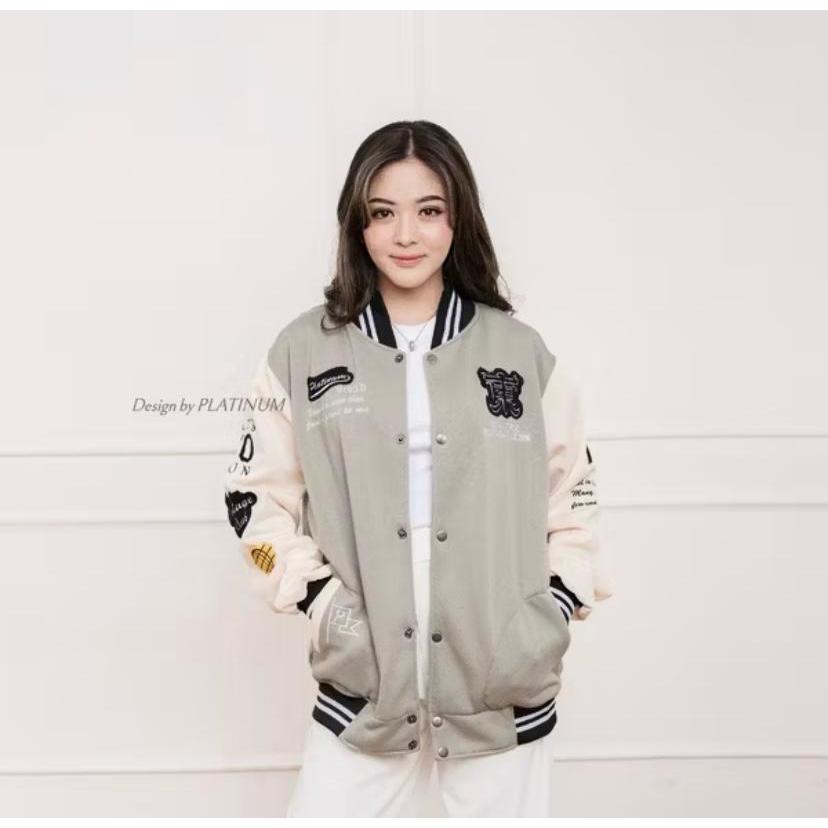 PLATINUM WORLD Varsity Jacket Full เย็บปักถักร้อย Outerwear Varsity Jacket เบสบอล East Team 9X S9