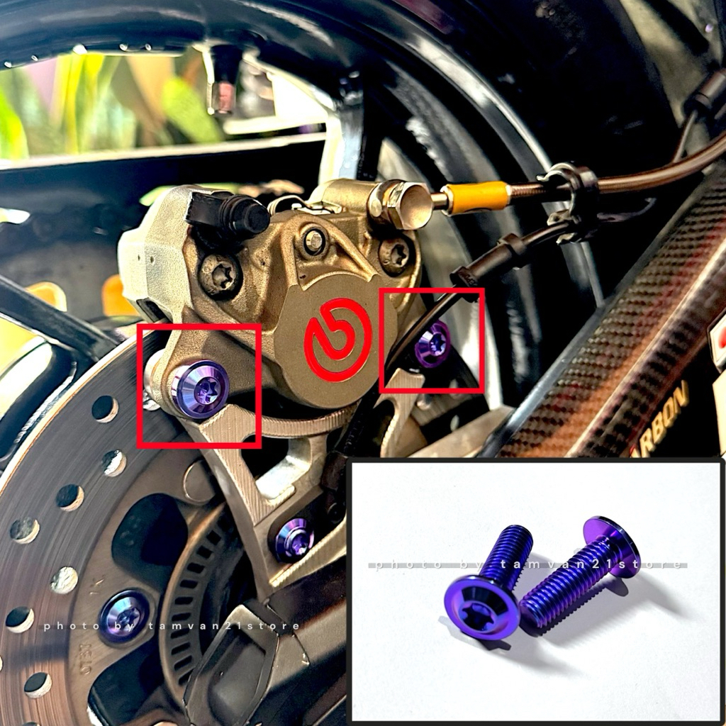 2 PISTON (2P) REAR CALIPER BOLT ZX25R ZX4R ZX6R NINJA 250 TITANIUM GR5 เดิม