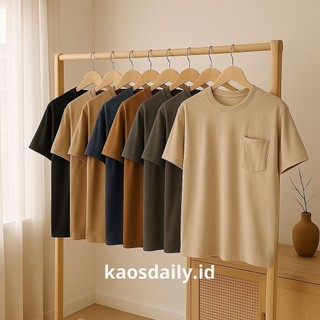 [Paket 2 pcs] Kaos Polos Pocket Pria • Semi Katun Premium • Baju Kaos Saku Harian Pria • Kaosdaily.Id