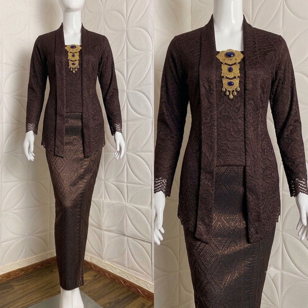 Brocade Kebaya / Modern Kebaya Set / แขนยาว Kubaru Kebaya สําหรับจบการศึกษาวัยรุ่น