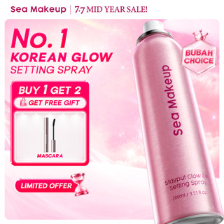 [FREE GIFT FOR 100ML] Sea Makeup Stayput Glow Fix Setting Spray - Longlasting Makeup 24 Jam Continuous Glowing Korean Glass Skin with Aloe Vera Extract Finish Fine Mist Spray Primer Makeup Kosmetik Wajah Tahan Lama