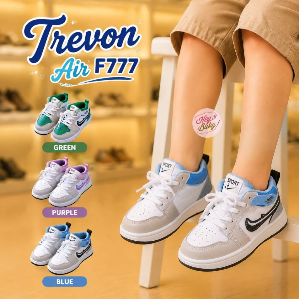 HEYBABY-Trevon Air F777 รองเท้าผ้าใบโรงเรียนเด็กชายและเด็กหญิง 1-6 ปี