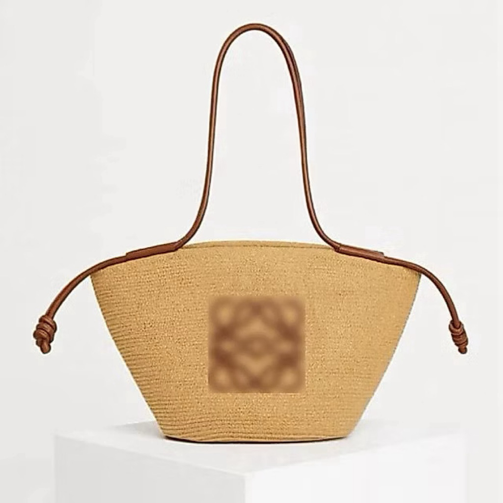 Tote Bag LOWE Anagram Basketทอกระเป๋าชายหาดถักฟางนําเข้าแฟชั่นผู้หญิงระดับพรีเมียม