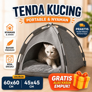 TENDA KUCING BESAR MOTIF FREE BANTAL JUMBO UKURAN 45X45 TEMPAT TIDUR KUCING