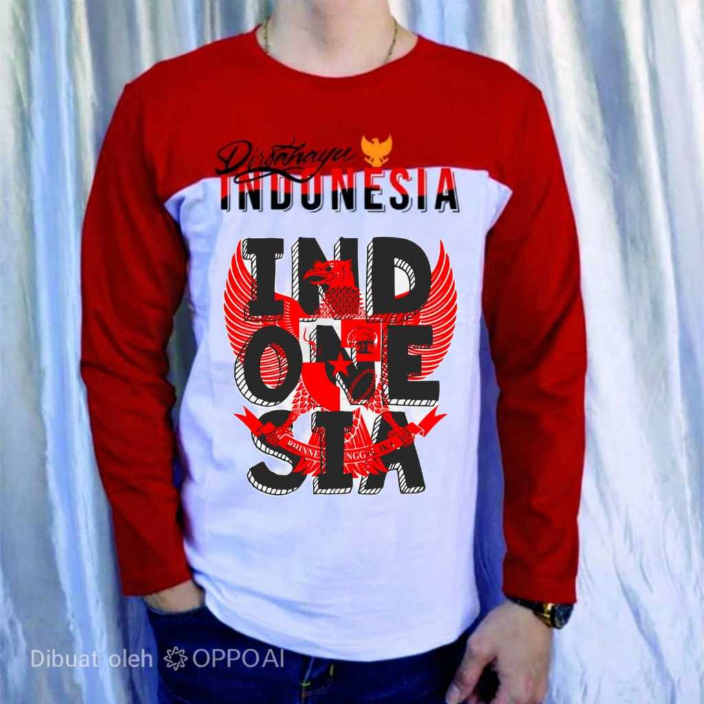 MERAH KATUN COTTON T-SHIRT/17 AGUSTSU 45 T-SHIRT/RED AND WHITE T-SHIRT/LONG-SLEEVED T-SHIRT
