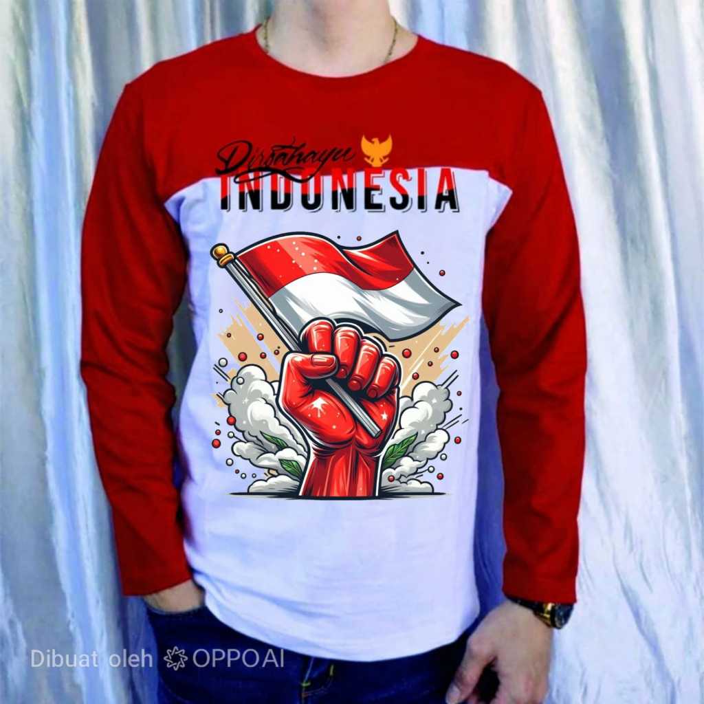 KATUN MERAH COTTON T-SHIRT/17 AGUSTSU 45 T-SHIRT/RED AND WHITE T-SHIRT/LONG-SLEEVED T-SHIRT