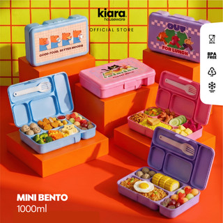 Kiara Houseware Mini Bento Kotak Bekal Anak 4 Sekat Anti Tumpah & BPA Free Tempat Makan Anak Sekolah Gratis Sendok Garpu
