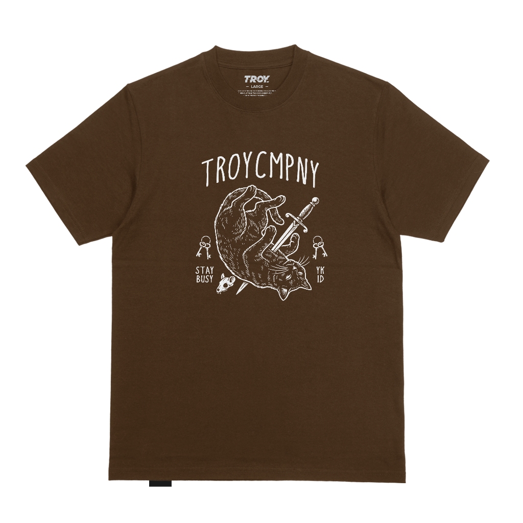 Troy Company Tshirt Toffee Stabbed - เสื้อยืดแขนสั้นผู้ชายสีน้ําตาล Toffee MTD 3449
