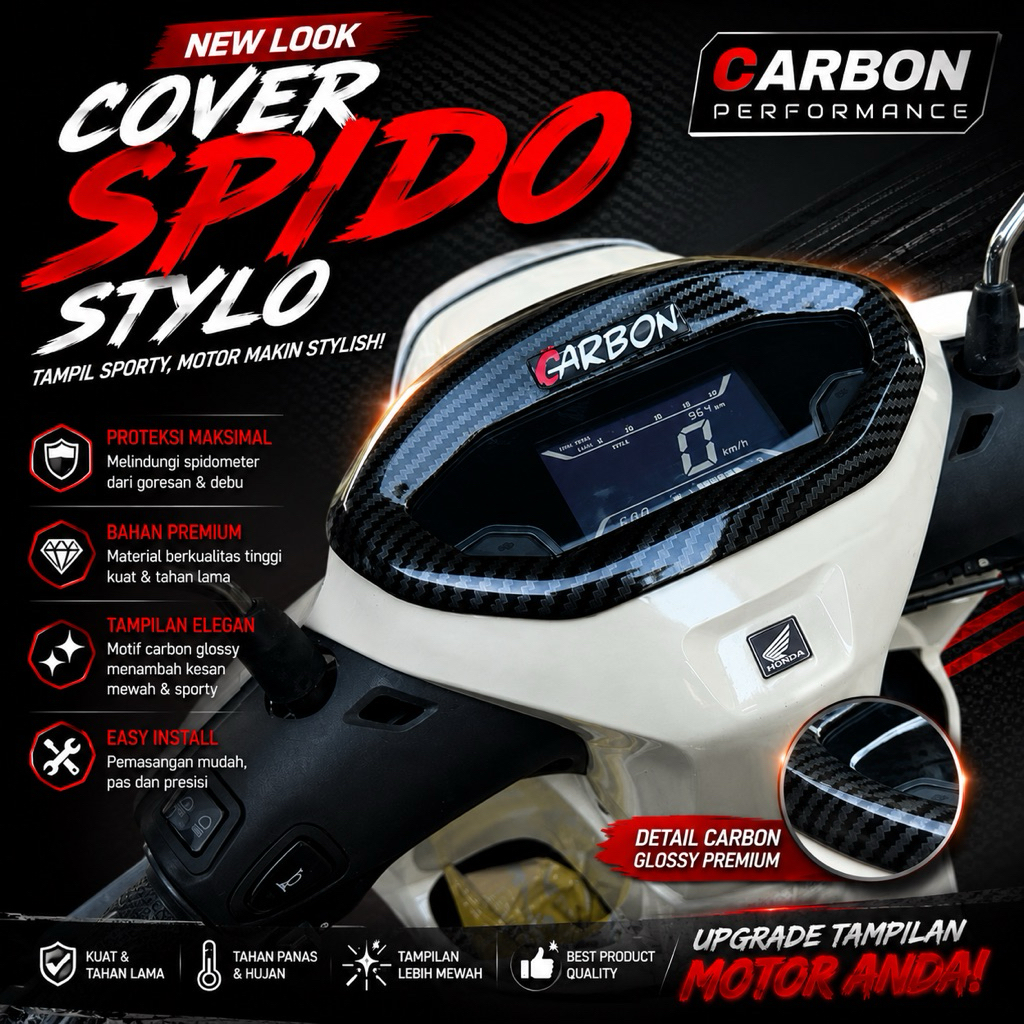 ฝาครอบ SPIDO STYLO 160 คาร์บอนฝาครอบ KM STYLO 160 คาร์บอน - spido stylo คาร์บอนแหวน Speedometer styl