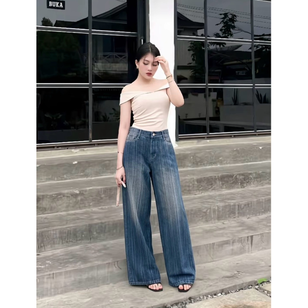 BAGGY STRIPE JEANS ผู้หญิง BAGGY JEANS WIDE LEG