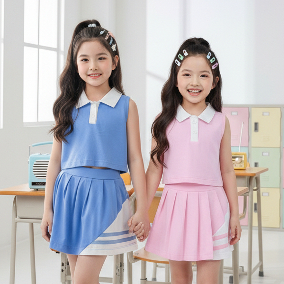 KATUN Yuffie - Arletta ชุดเด็กผู้หญิงลําลองที่สวยงาม, ผ้าฝ้ายหวี 30 ปี, อายุ 1-8 ปี 4460