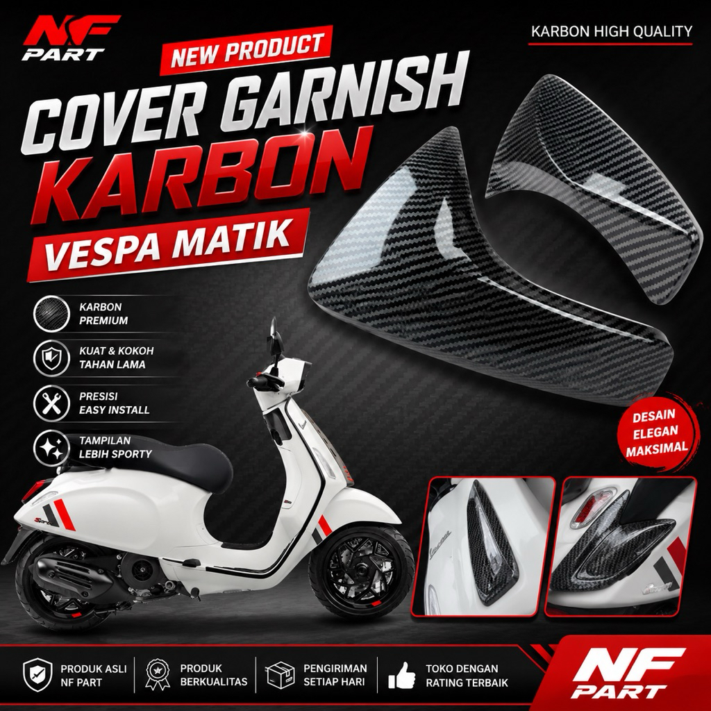 คาร์บอน WING COVER VESPA SPRINT ซ้ายขวา vespa MATIC sprint คาร์บอน Garnish pront vespa matic MATIC คาร์บอน