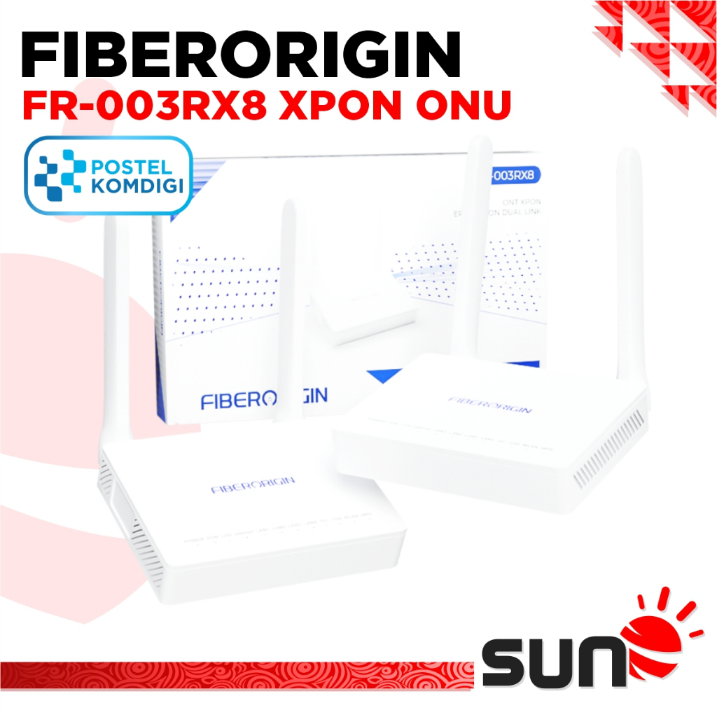 ONU Fiberrigin FR003RX8 XPON Official Postel 2.4Ghz - Uplink EPON GPON Ethernet - Multi SSID TR069