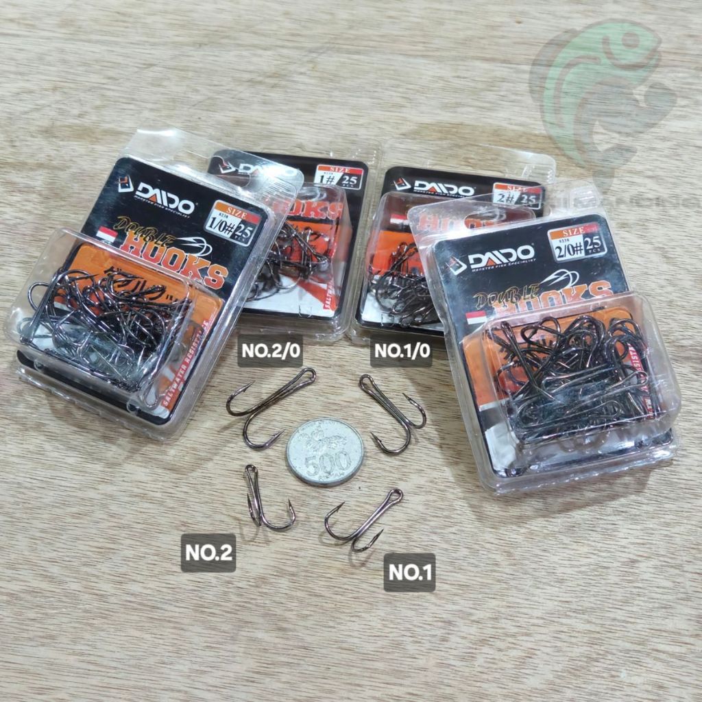 MATA Black Daido Double Hook Hook / Double Hooks Fishing 2 Black Daido Eyes