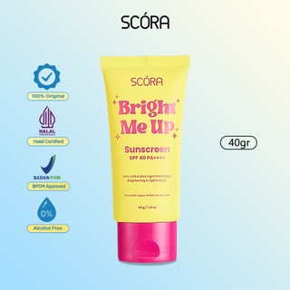 [100% asli] SCORA Sunscreen Bright Me Up - Perlindungan Matahari SPF 40 PA++++, Tekstur Ringan, Mencerahkan Kulit 40gr